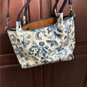 Patricia Nash Cream and Blue Floral Crossbody Bag